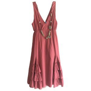 BCBG MAXAZRIA V Neck Sleeveless Terracotta Dress M